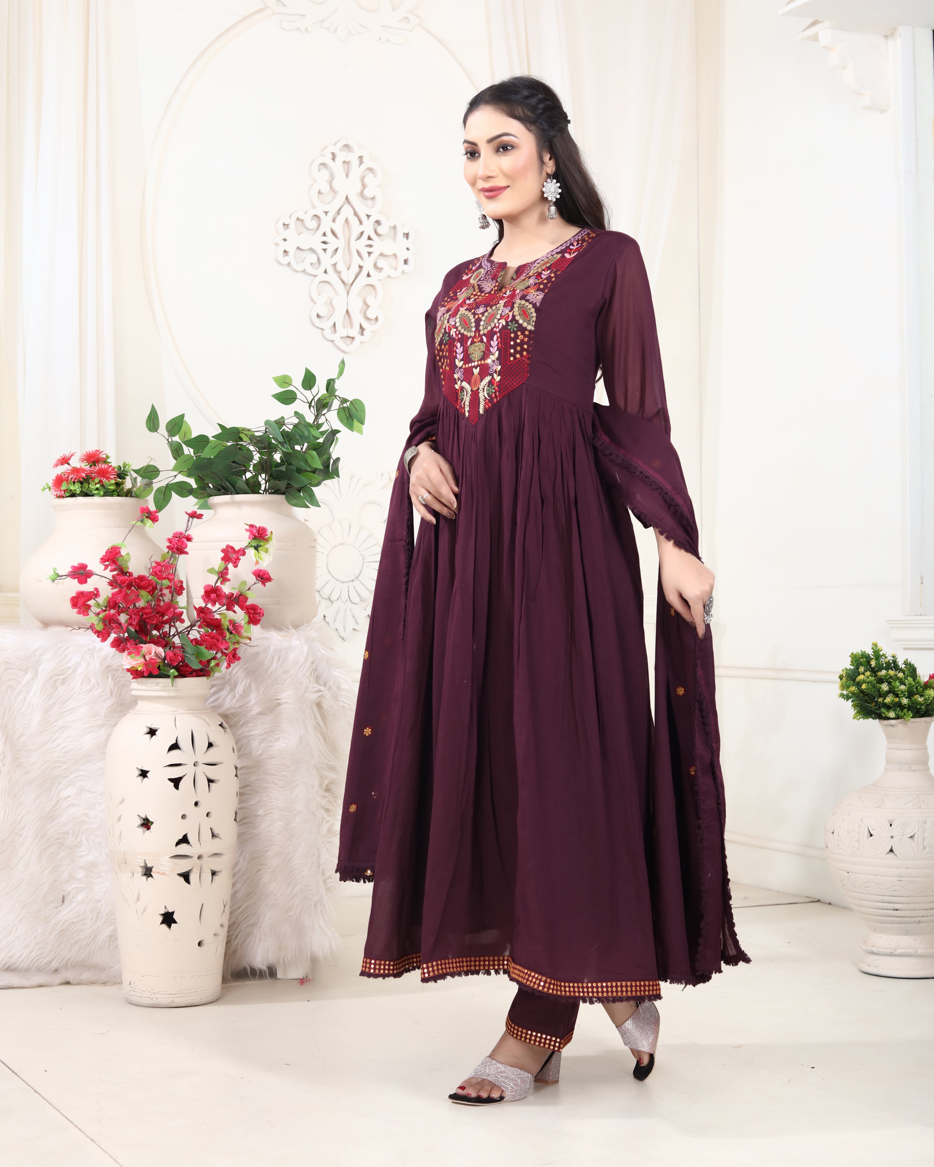 Flairy Kashmiri Cotton Kurti Set