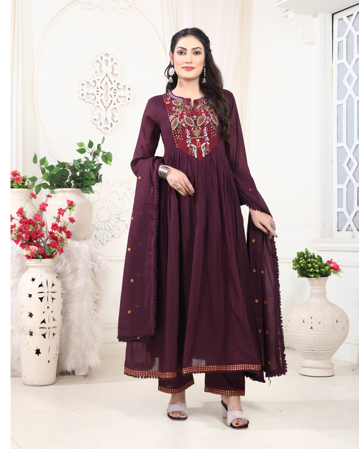 Flairy Kashmiri Cotton Kurti Set