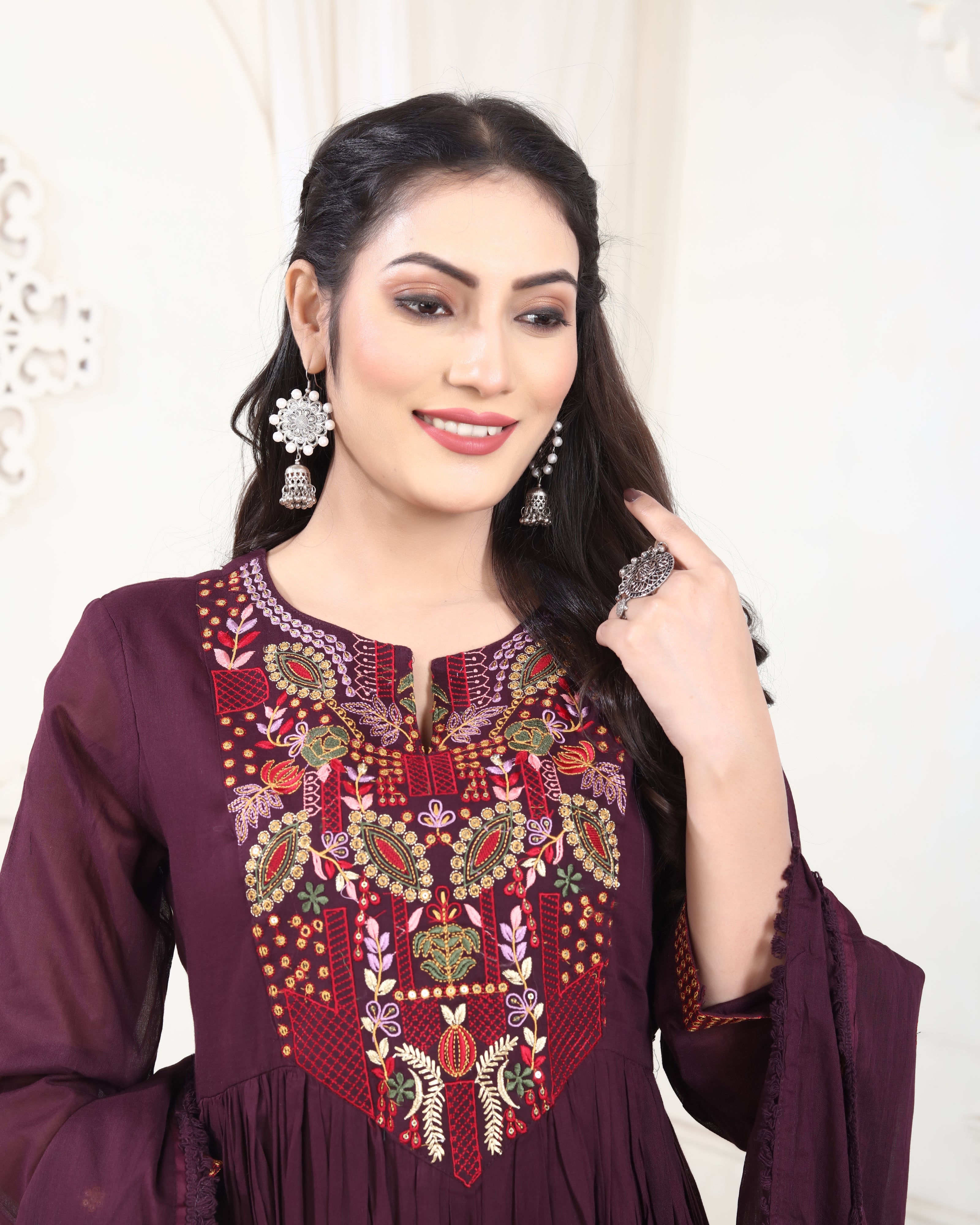 Flairy Kashmiri Cotton Kurti Set