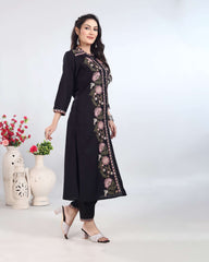 Black Kashmiri Embroidered Kurti Set