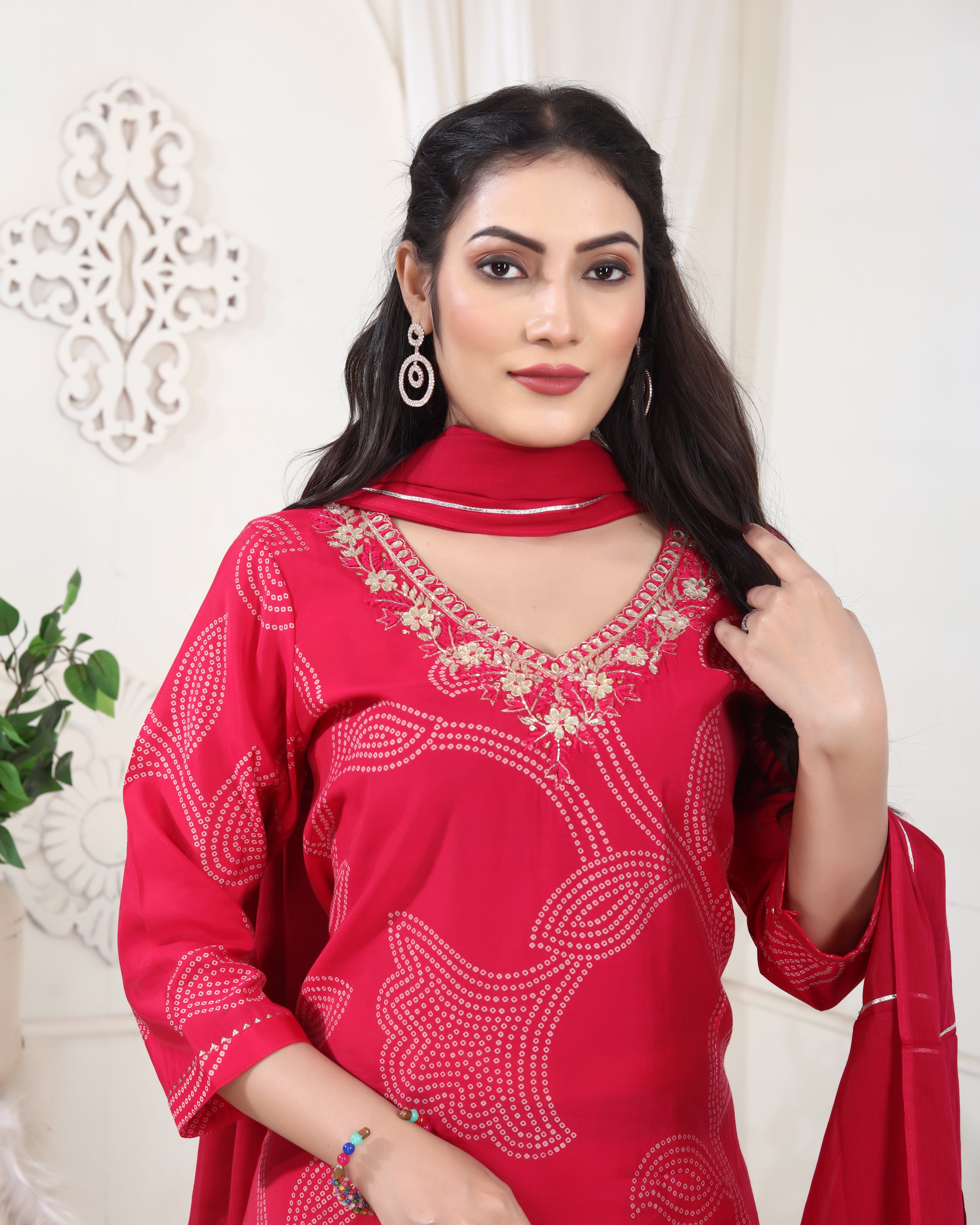 V-Neck Gota Patti Sharara Set