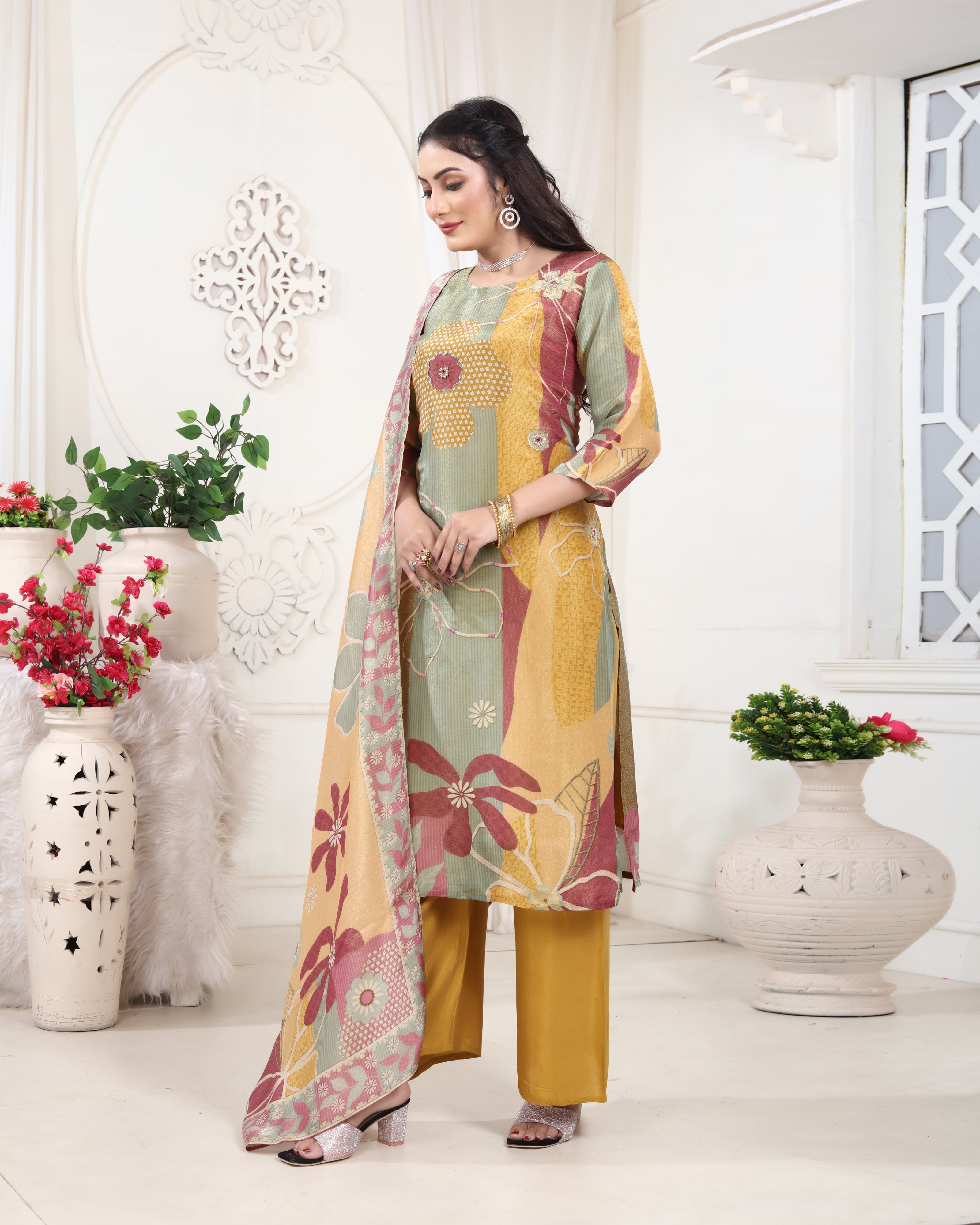 Mustard Gold Floral Elegance