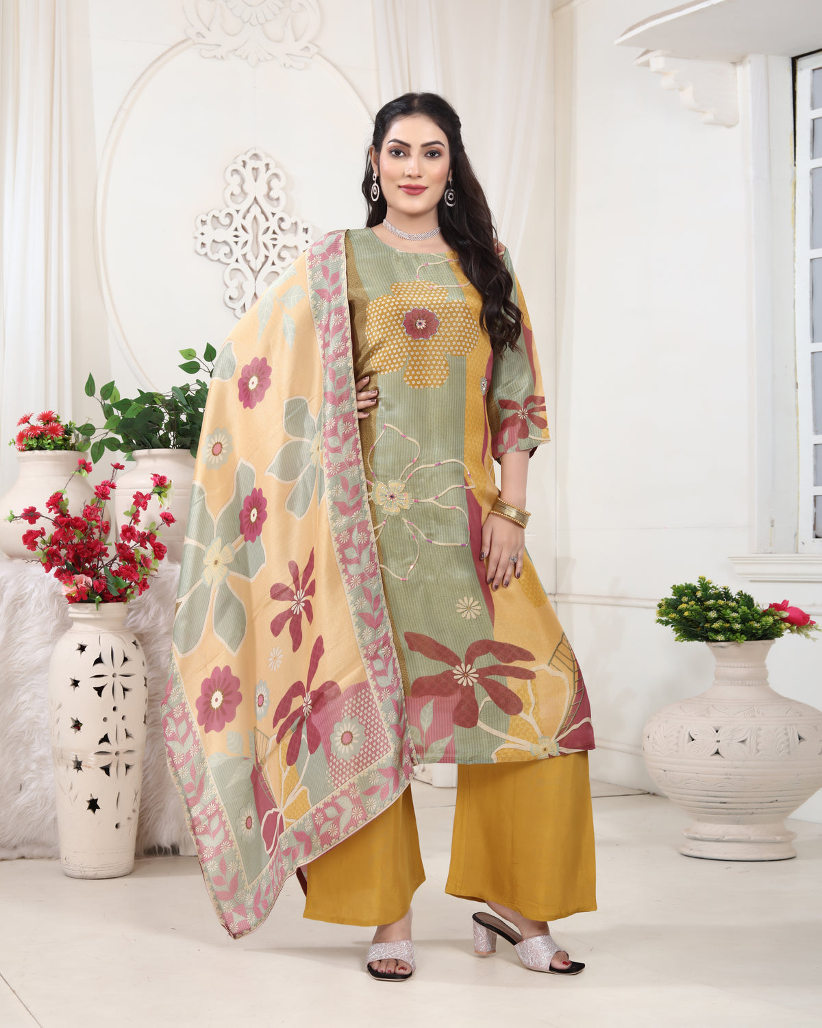 Mustard Gold Floral Elegance