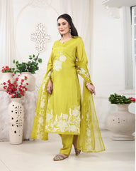 Mint Green Karachi Art Silk Kurti Set