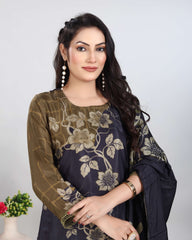 Black Mehendi Art Silk Kurti Set