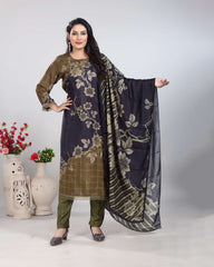 Black Mehendi Art Silk Kurti Set