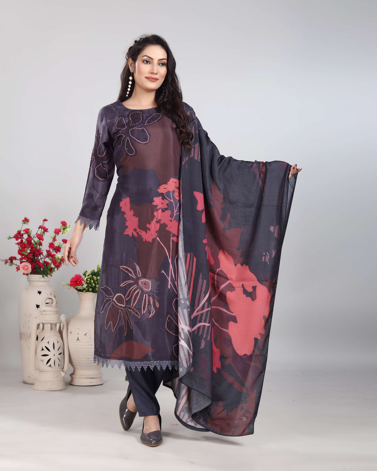 Floral Handwork Kurti Set