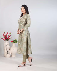 Mint Green V-Neck Kurti Set