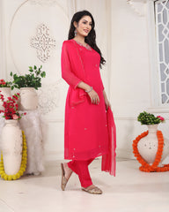 Pearl Zardozi Art Silk Kurti Set